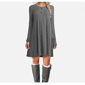 MOLERSNI Heather Grey Long Sleeve T-Shirt Dress Size Small